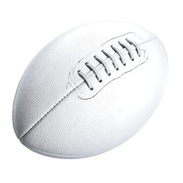 Isolated white Australian rules football with laces on a clean background, ready for game or sport concepts