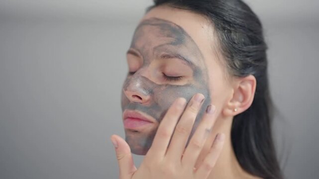 Authentic Moment Young Woman Applying Natural Face Mask