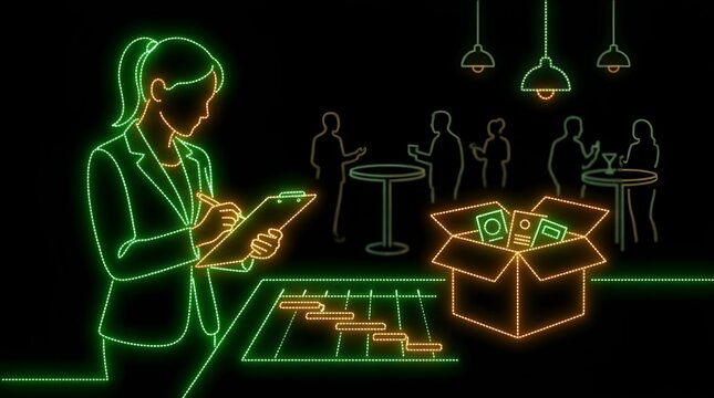 Logistics manager tracking inventory and schedule in warehouse