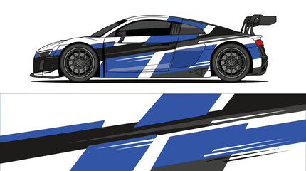 Obraz premium Blue Racing Car with Spoiler.