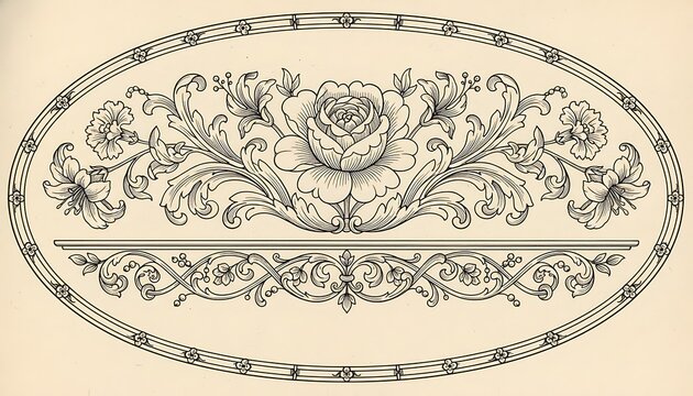 Ornate Floral Monogram Frame with Central Rose