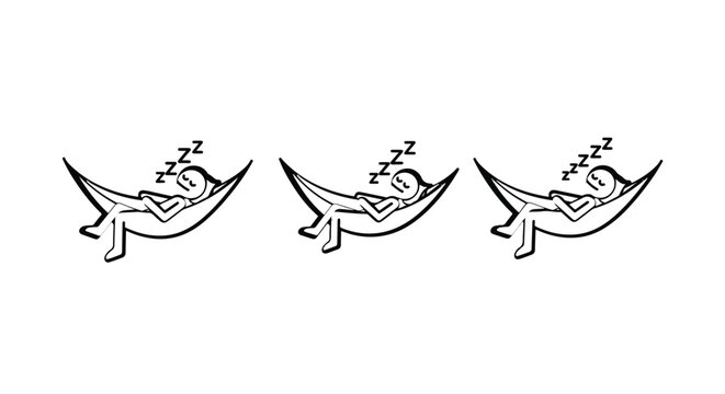 Three cartoon lizards relaxing in hammocks together.