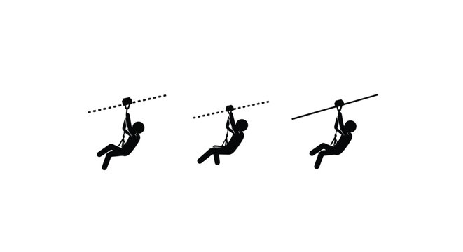 Silhouette of people enjoying thrilling zipline adventure ride.