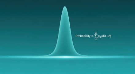 Fototapeta premium Gaussian Curve Distribution Graph Statistical Analysis Probability Density Function - Exploring Data Science Concepts and Normal Distribution in Teal Hues Depicting Standard Deviation