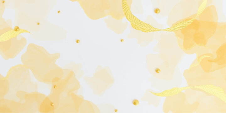 Abstract watercolor and grunge background with orange and yellow floral patterns on old textured vintage paper decoration