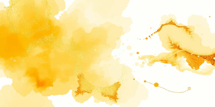 Abstract watercolor fire background with an autumn nature pattern of orange paint splashes, yellow leaf textures, and vintage grunge ink on vector paper