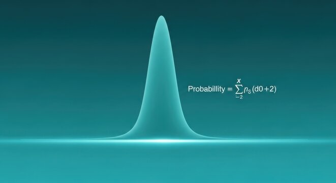 Gaussian Curve Distribution Graph Statistical Analysis  Probability Density Function - Exploring Data Science Concepts and Normal Distribution in Teal Hues Depicting Standard Deviation