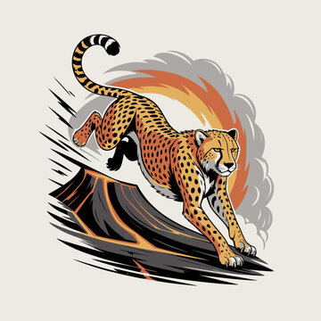 Cheetah Running Fast with Motion Blur.