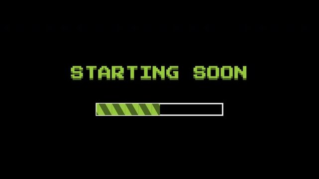 Starting Soon Stream Overlay with Pixel Loading Bar, Retro 8-bit Gaming Aesthetic, Live Broadcast Standby Screen, Progress Indicator, Gamer Background 4k video