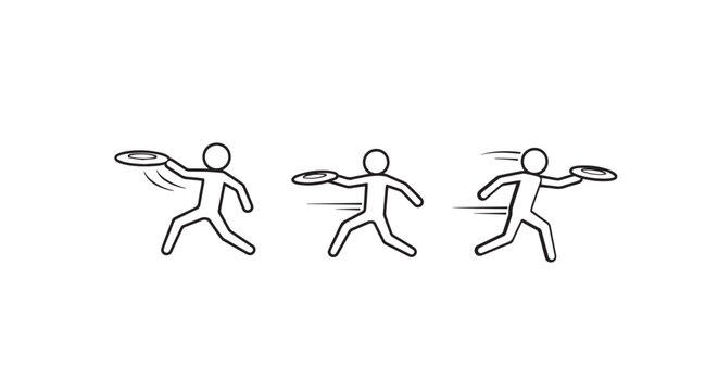Sequential illustrations of frisbee throwing motion steps.