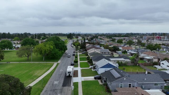 Suburb of Compton California Drone Aerial Footage