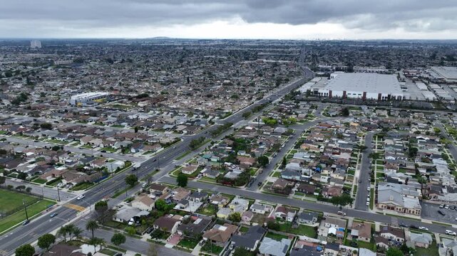 Suburb of Compton California Drone Aerial Footage