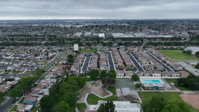 Suburb of Compton California Drone Aerial Footage