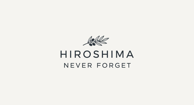 Hiroshima memorial logo with text.
