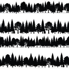 Black silhouette trees forest landscape. © yeni