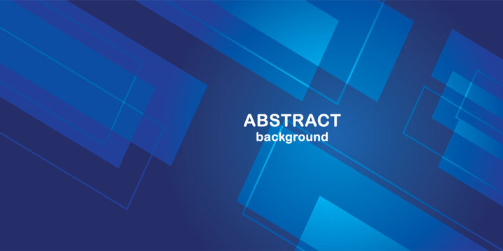 Abstract Blue Geometric Vector Background with Translucent Overlapping Rectangles and Copy Space. Futuristic technology concept