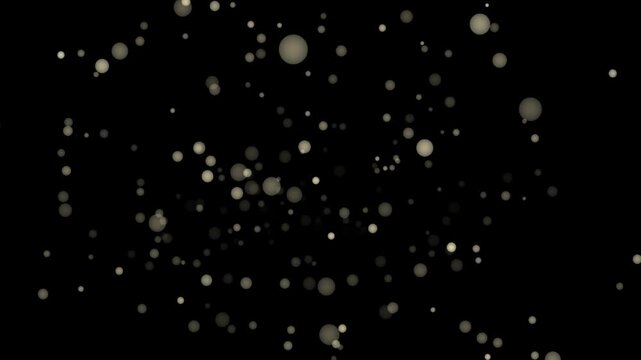 Cinematic seamless loop of magical flat white objects floating towards camera on black background.
