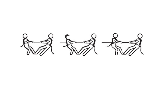 Three stylized cartoon grasshoppers holding fabric together.