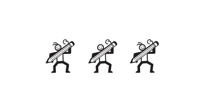Three stylized ancient petroglyph figures in a row.