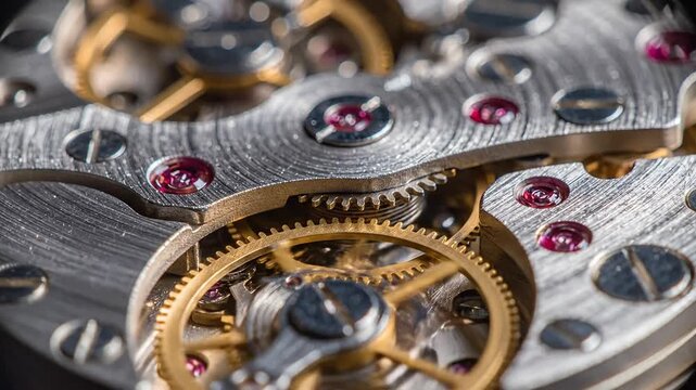 Close Up of Intricate Watch Movement Gears