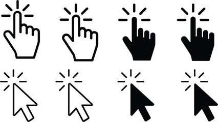 Fototapeta premium Click and pointer cursor icons collection isolated vector illustration for UI and web design concept
