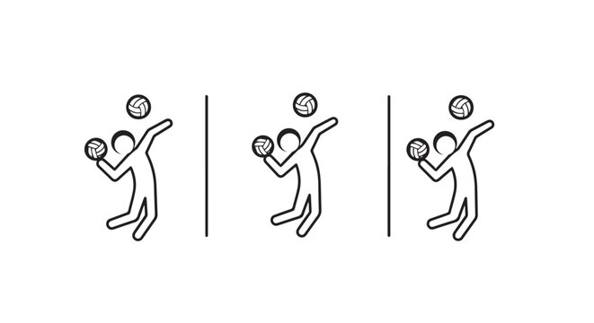 Illustrated sequence of volleyball spike technique steps.