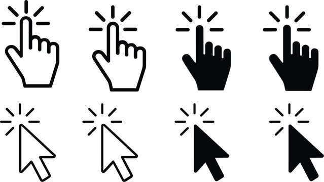 Click and pointer cursor icons collection isolated vector illustration for UI and web design concept