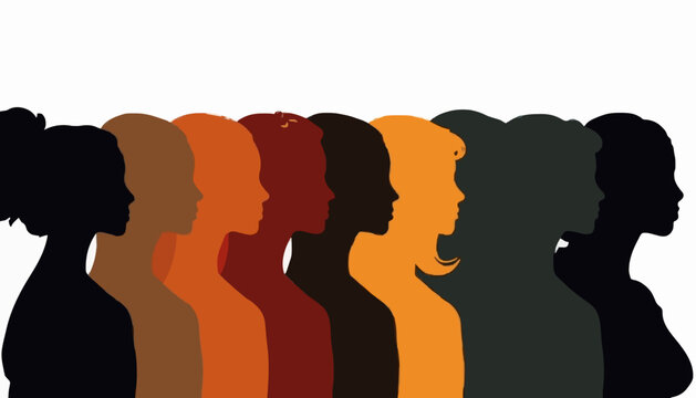Diverse Women Portrait Silhouette Illustration Representing Equality and Inclusion