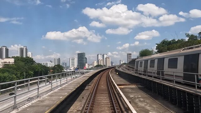 Train front view in suburban Kuala Lumpur, Malaysia	