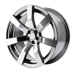 Obraz premium Chrome Car Wheel on White Background