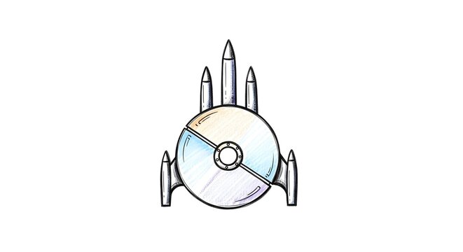 Abstract futuristic circular emblem with pointed edges design.