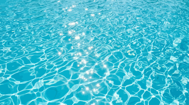 Sunlit turquoise swimming pool water ripples with sparkling reflections, clean summer background for luxury travel, wellness spa branding, website headers and social media design