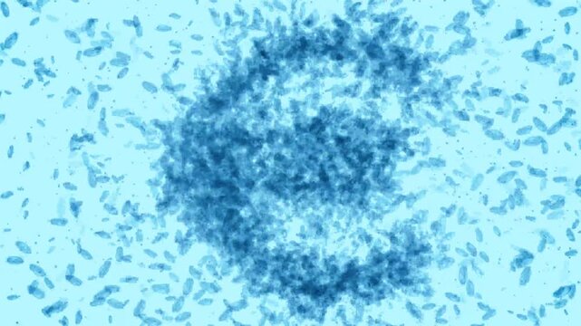 Euro currency sign formed by microbes colony swarm representing paper money contamination and financial biosecurity hygiene risk in 4K Ultra HD footage
