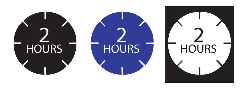 Timer icons showing a 2-hour duration in different styles with count down