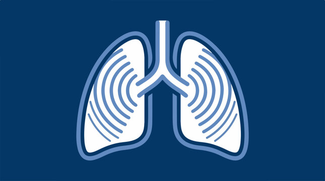 Abstract illustration of human lungs with concentric wave patterns.