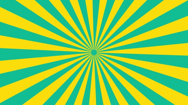 Rotating comic sunburst pattern in yellow and teal