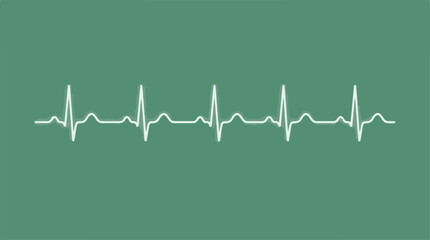 Obraz premium Minimalist heartbeat rhythm line on a solid green background.
