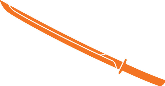 Orange katana sword with curved blade and handle