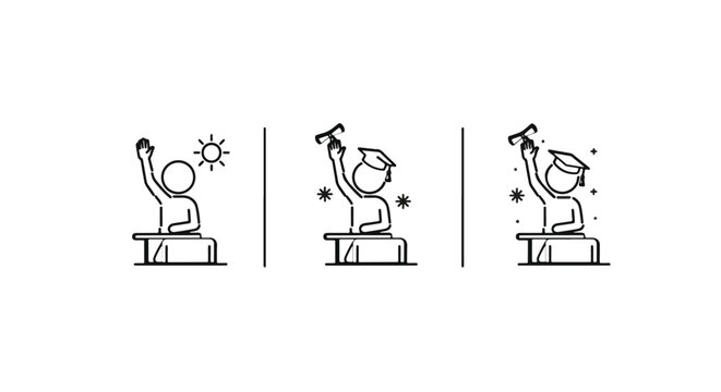 Illustration of Student Struggling With Creative Ideas Process.