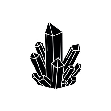 Black Crystal Cluster Illustration.