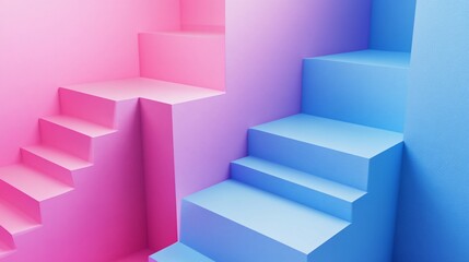 Fototapeta premium Abstract stairs in pastel colors, symbolizing different paths and choices