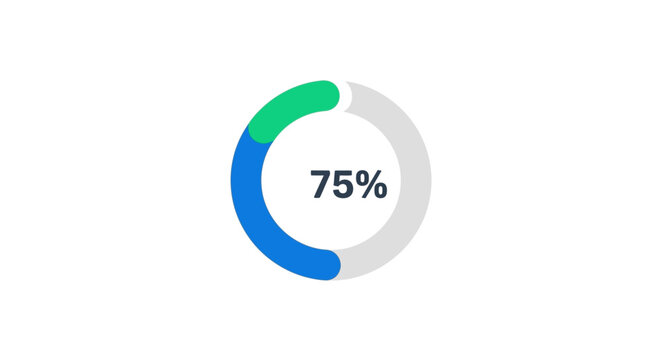 75 percent progress circle infographic element vector illustration