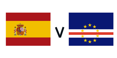 Obraz premium Spain vs Cape Verde football match flags background for soccer tournament banner and sports promotion.