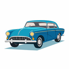 Obraz premium Vintage Blue Car Illustration