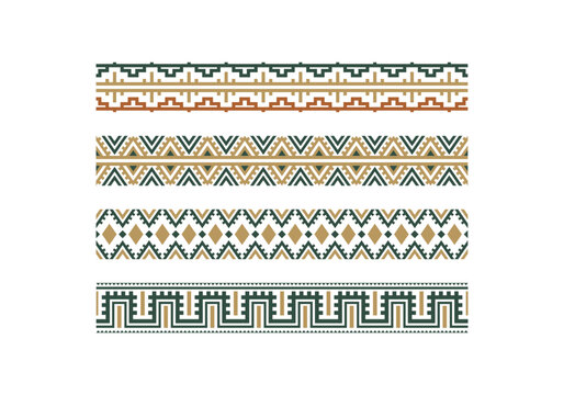 ethnic southeast asian culture like tribe border pattern seamless set decoration