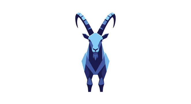 blue geometric goat vector illustration