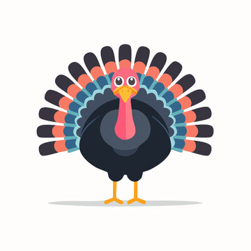 Cartoon Turkey with Fan Tail