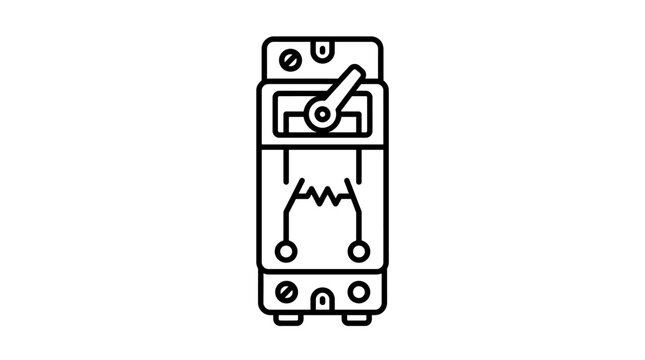 Vintage Electrical Fuse Box Icon with Lever Switch, Retro Power Protection Device