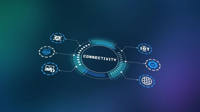 Seamless digital connectivity platform illustration displaying real time packet transfers and web links.
