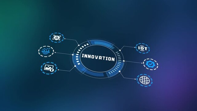 Disruptive corporate innovation incubator schematic exploring creative development ideas and tech prototypes.